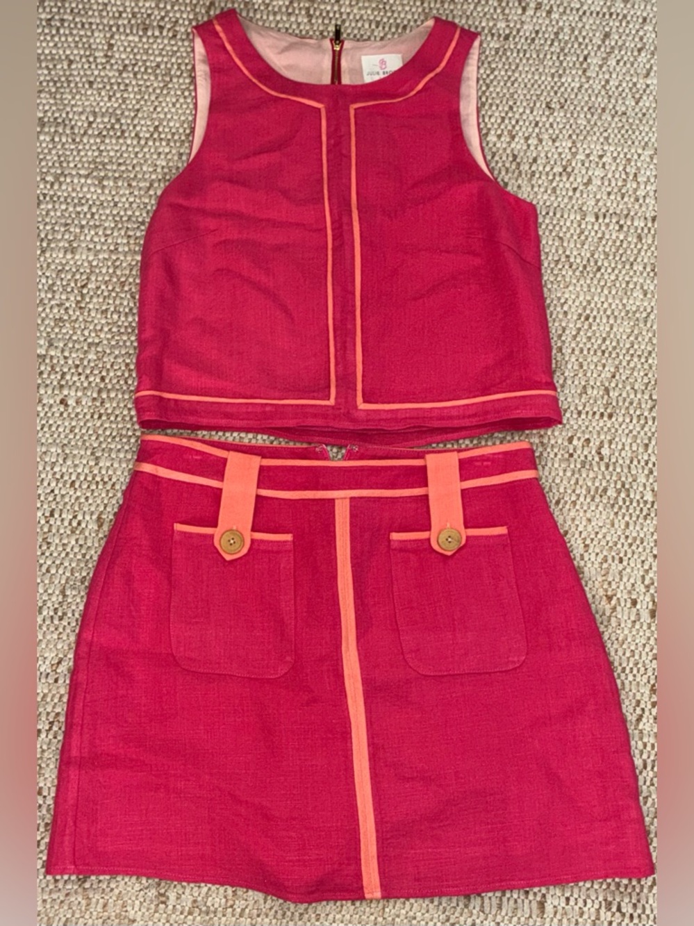 JB by Julie Brown Pink Two-Piece Set with Orange Trim